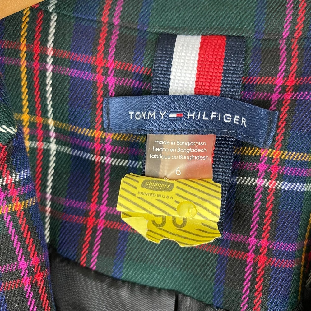 Tommy Hilfiger Plaid Blazer Womens Size 6 Preppy Equestrian Elbow Patch Jacket - Picture 2 of 16